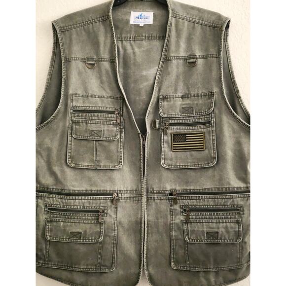 UTILITY VEST-BLUE STONE SAFETY PRODUCTS-Army Green-Multiple Pockets-Size 4XL - Picture 3 of 16